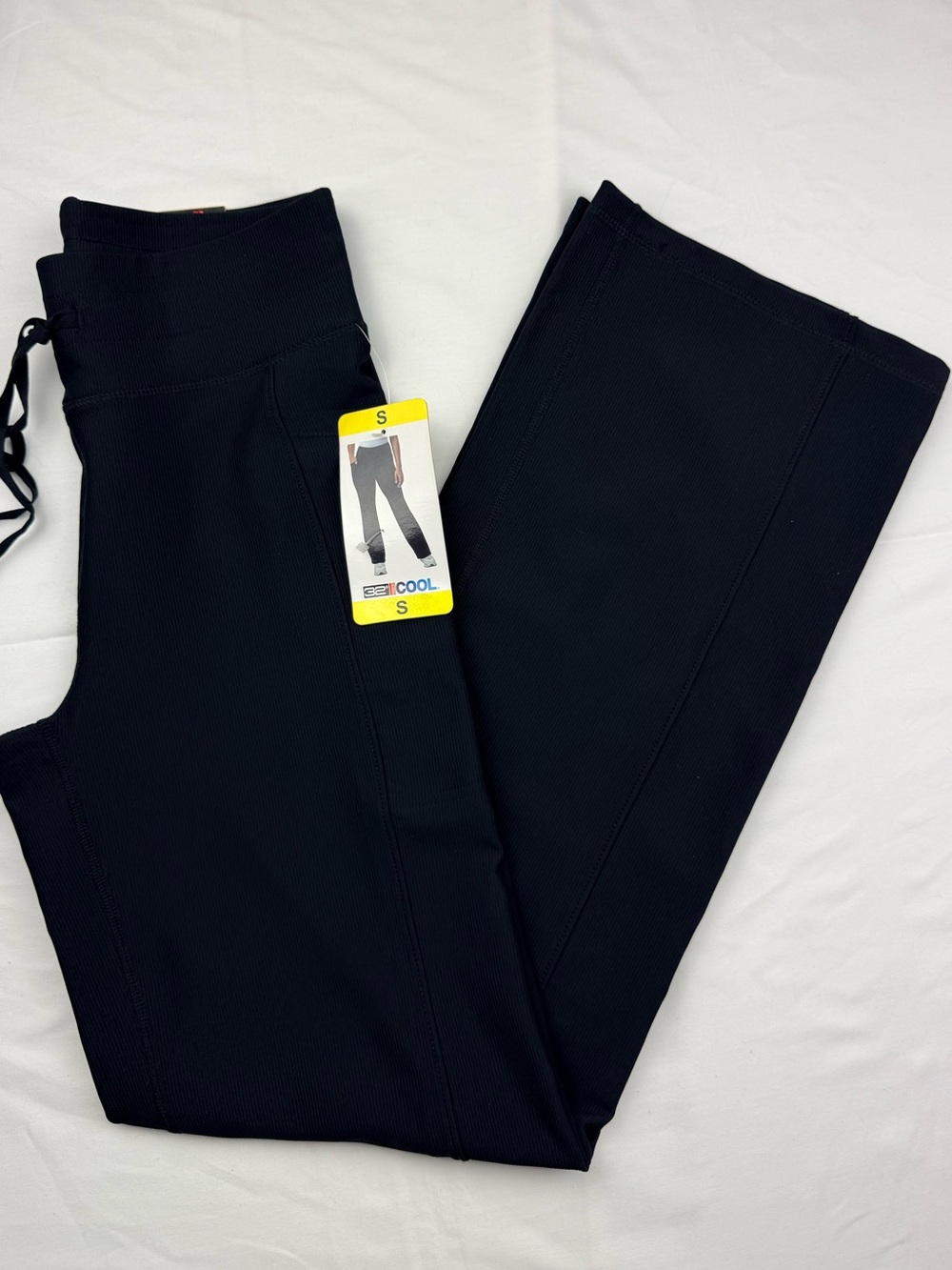 32° Cool Black ribbed Wide-Leg Active Pants - Small